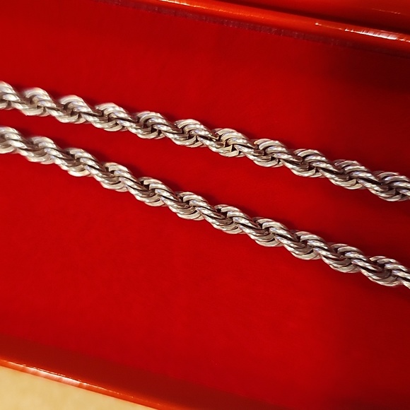 Sterling Silver/14K Gold Crucifix Cross & Sterling Silver Rope Chain 35 Grams - Picture 10 of 13